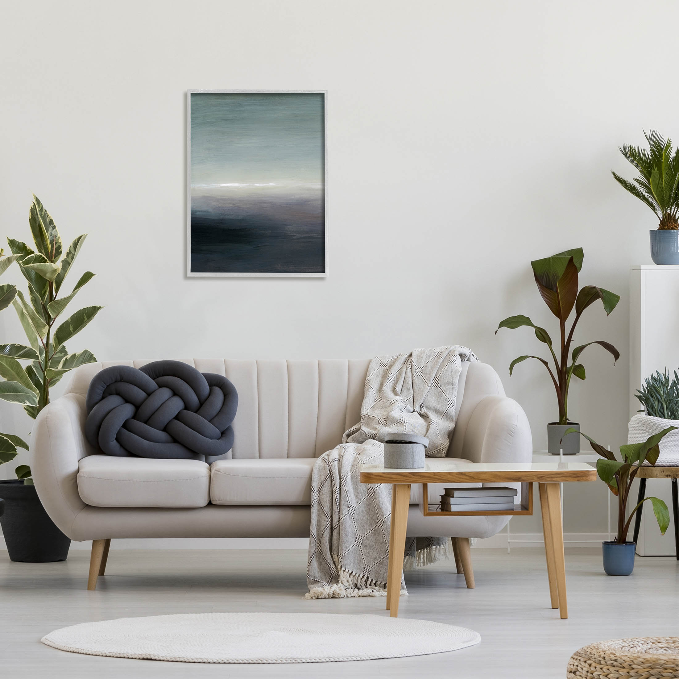 Stupell Industries Dark Abstract Landscape Horizon Painting Gray Framed Art Print Wall Art, Design by Grace Popp