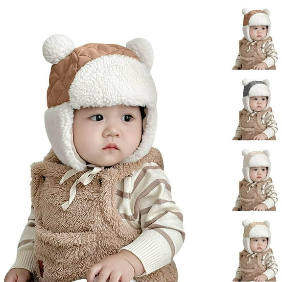 NAISIBABY Toddler Fleece Beanie with Earflap, Thicken Warm Super Soft Boys Girls Cute Winter Ski Cap Coffee 3-5T