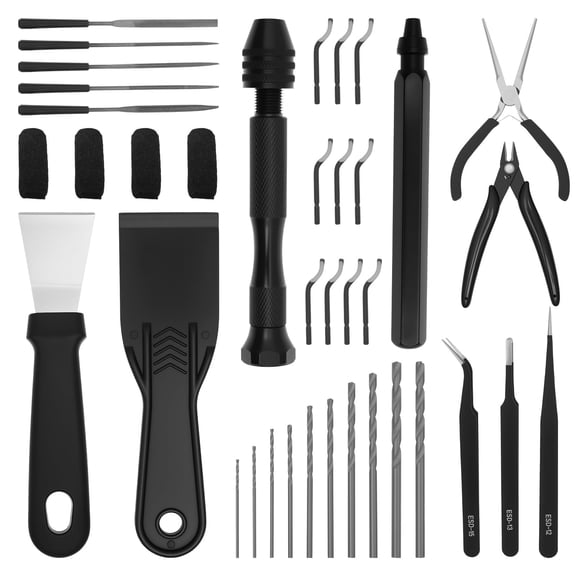 OKYMOTOR 38Pcs 3D Printer Tool Kit Cleaning and Finishing Set Compatible with Creality FDM & Resin Printers Lightweight for DIY Enthusiasts
