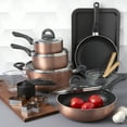 thumbnail image 5 of Basic Essentials 29-Piece Non-Stick Aluminum Cookware Set in Black with Baking Sheet, Cookie Cutters, Silicone Utensils, Glass Mixing Bowls, Measuring Cups and Spoons, 5 of 17