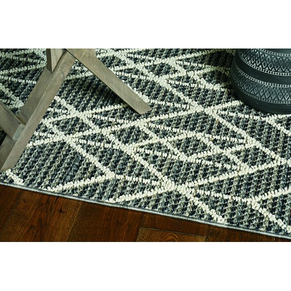 4'x6' Grey Machine Woven UV Treated Geometric Indoor Outdoor Area Rug