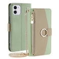 thumbnail image 2 of Nalacover Cover for iPhone 11, Zipper Wallet Purse Crossbody & Shoulder Metal Chain Women Handbag Credit Card Holder Ring Magnetic Clasp Kickstand Flip Leather For iPhone 11, Green, 2 of 8
