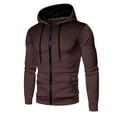 thumbnail image 2 of NIEWTR Mens Zipper Hoodie Casual Hooded Sweatshirt Jacket(Coffee,3XL), 2 of 4