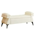 thumbnail image 6 of Furniliving Modern Storage Bench with Armrest, Upholstered End of Bed Bench with Metal Legs, Comfy Entryway Bedroom Bench, Flipping Lid Storage Ottoman for Living Room, Bedroom, Entryway. Beige, 6 of 10