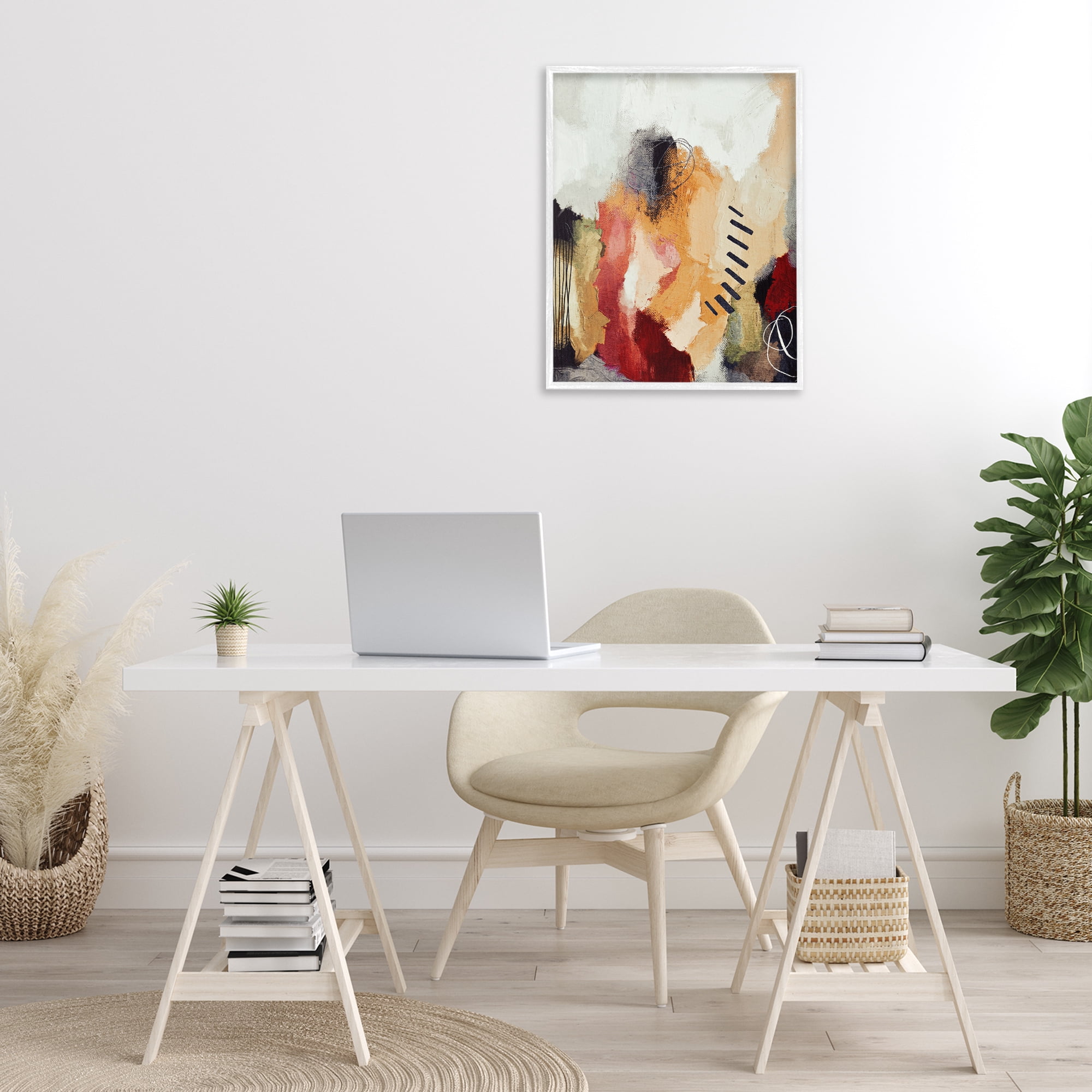 Stupell Industries Abstract Southwestern Pattern Abstract Painting White Framed Art Print Wall Art, 24 x 30