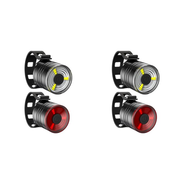 relayinert Headlight Bike Head Light Front Rear Lamps Warning Lamp Red White 27.5x26mm 2Set