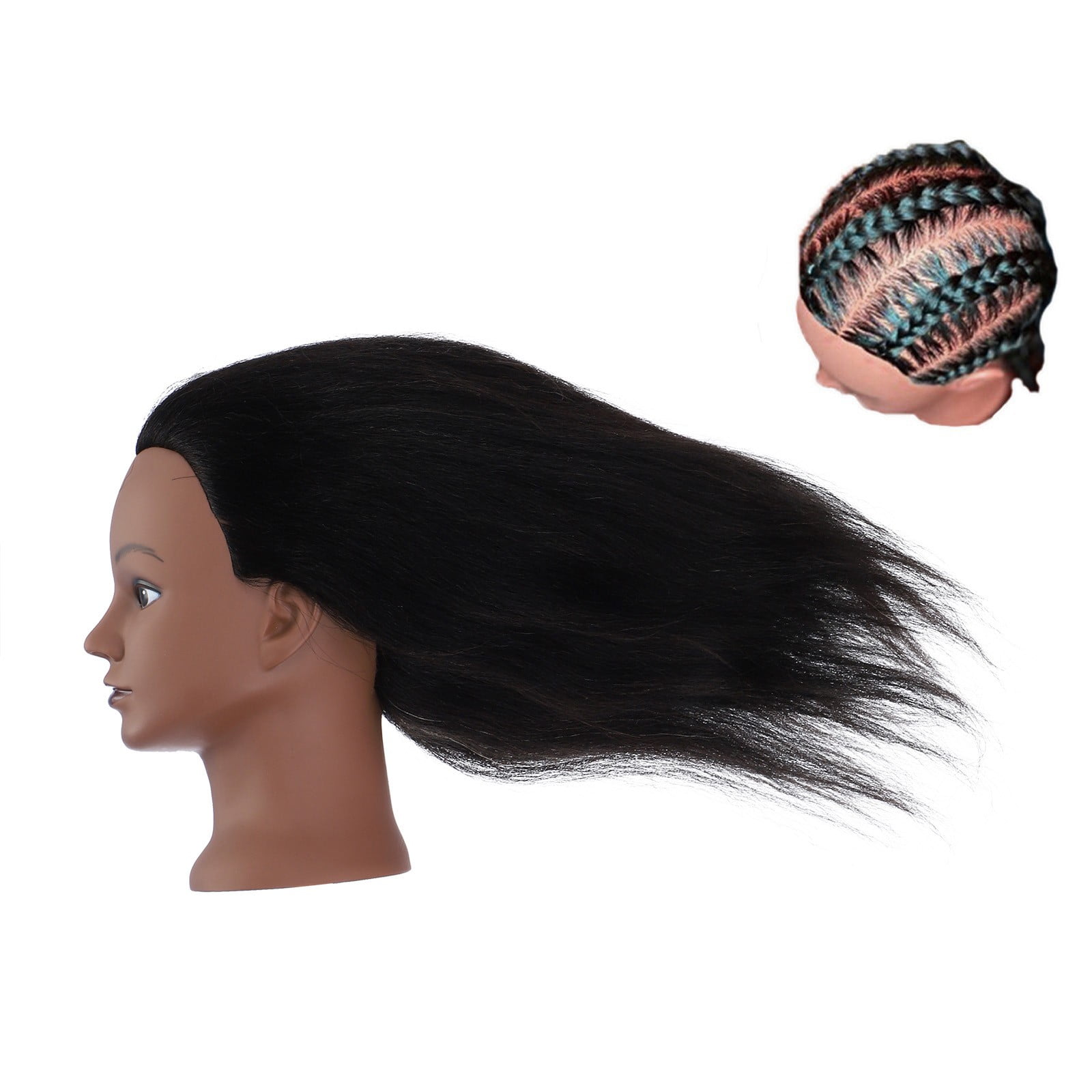 WXLCISI Mannequin Head Real Hair Styling Training Head Hairdresser Cosmetology Mannequin Manikin Training Dolls Head for Practice Hairstyle Manikin Training Head Hair and Free Clamp Holder
