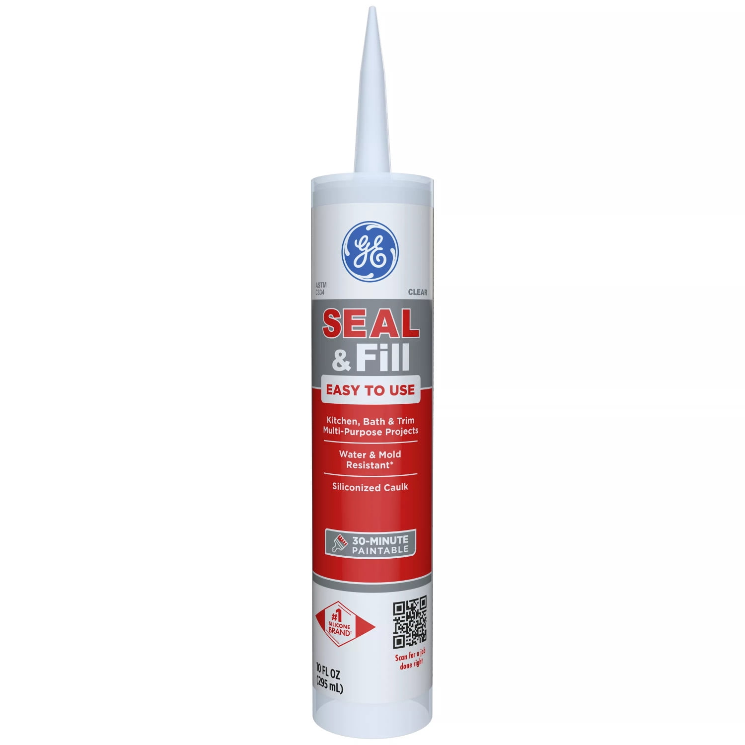 (12 pack) GE Seal And Fill Multipurpose Kitchen & Bath, Pack of 1, Clear 10 fl oz Cartridge