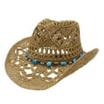 thumbnail image 3 of UJNDER Western Cowboy Hats for Summer Shapeable Straw Sun Hat Hollow Out Design for Men Women Outdoor Activities Casual Wear 04-Khaki, 3 of 3