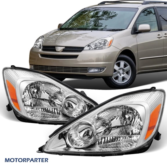 Pair Headlights Headlamps For 2004-2005 Toyota Sienna Left Right Halogen