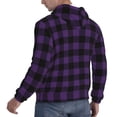 thumbnail image 6 of Pofeuu Purple Black Plaid Print Mens Casual Hooded Collar Drawstring Hoodies Pullover Sweatshirts Casual Long Sleeve Shirts-X-Large, 6 of 7