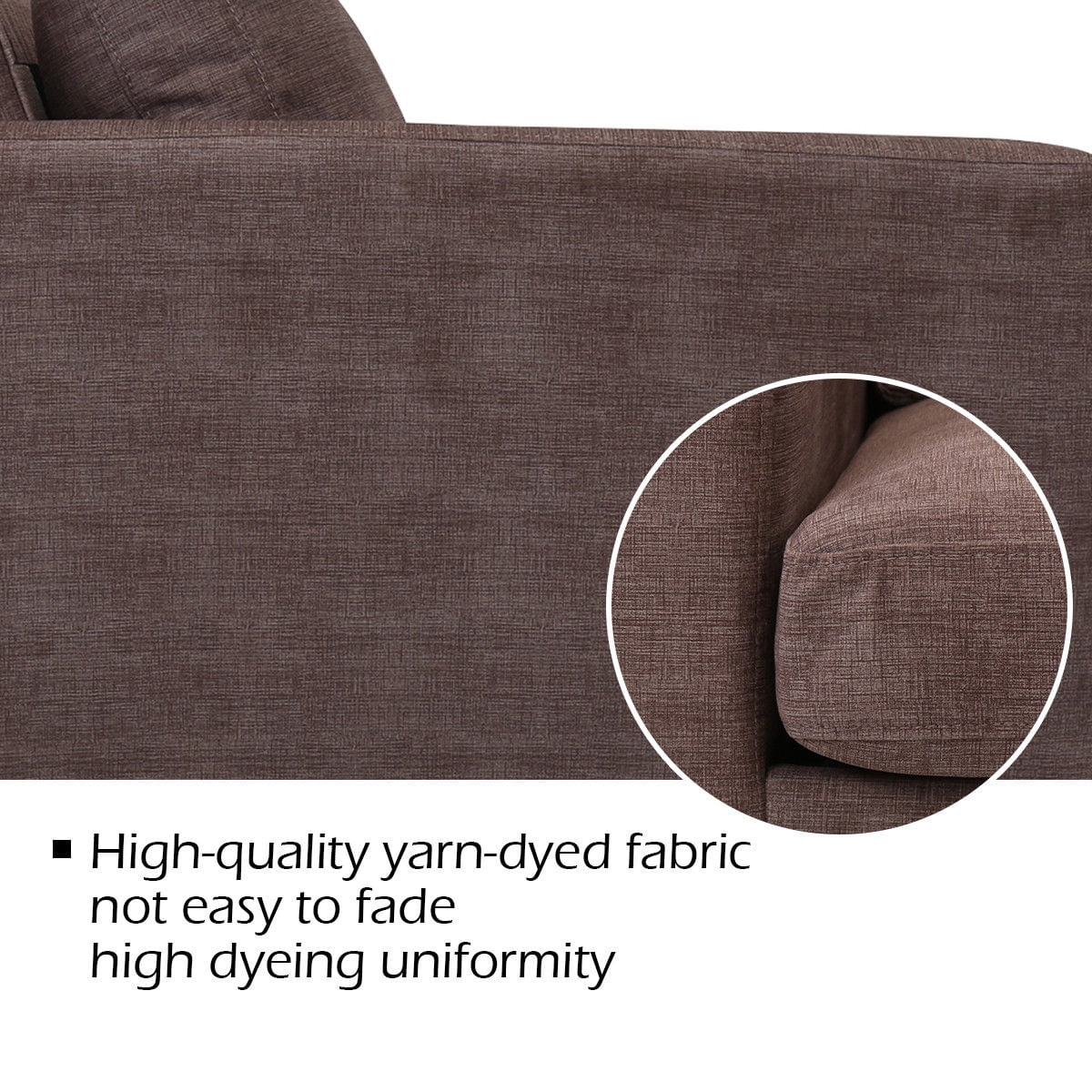 Costway Modern Fabric Couch Sofa Love Seat Upholstered Bed Lounge Sleeper 2-Seater Brown