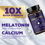 Melatonin 10mg Fast Dissolve Supplements, Sleep Support Supplement for Adults - Extra Strength 10 mg Melatonin Tablet for Restful Sleep Support, Strawberry Flavor, Sugar-Free Non-GMO - 120 Day Supply