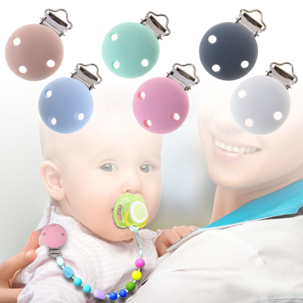 Baby Pacifier Clip Round Silicone Saliva Towel Soother Teether Nipple Holder 
