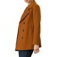 thumbnail image 5 of Women's Long Sleeves Double Breasted Button Winter Outerwear Pea Coat XS Brown, 5 of 9