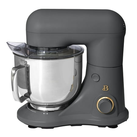 Beautiful 5.3 Qt Stand Mixer, Oyster Gray with Flat Beater, Dough Hook, Balloon Whisk