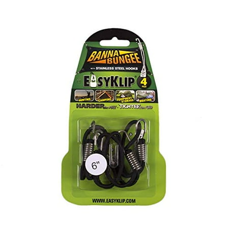 EasyKlip BannaBungee 49061 6-Inch Cord Loop  Black  4-Pack