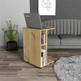thumbnail image 2 of Atlin Designs Wood Mobile Tray Table with 2 Lateral Shelves in Light Oak, 2 of 6