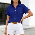 thumbnail image 2 of PIWHJQK Women Casual Sleeveless T Shirt Blouses Plaid Notched Collar Short Sleeve Buttoned Shirt with Front Pocket Summer Outfits, 2 of 6