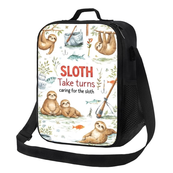 Sloth Lovers Lunch Bag Insulated Thermal Box with Shoulder Strap & Handle for Work and Picnic