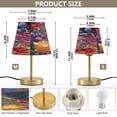 thumbnail image 2 of Modern Minimalist Cone Desk Lamp Antique Bronze Base & Linen Shade Bedside Table Lamp for Bedroom Living Room, Office, Dorm Colorful Flowers and Planets Medium, 2 of 7