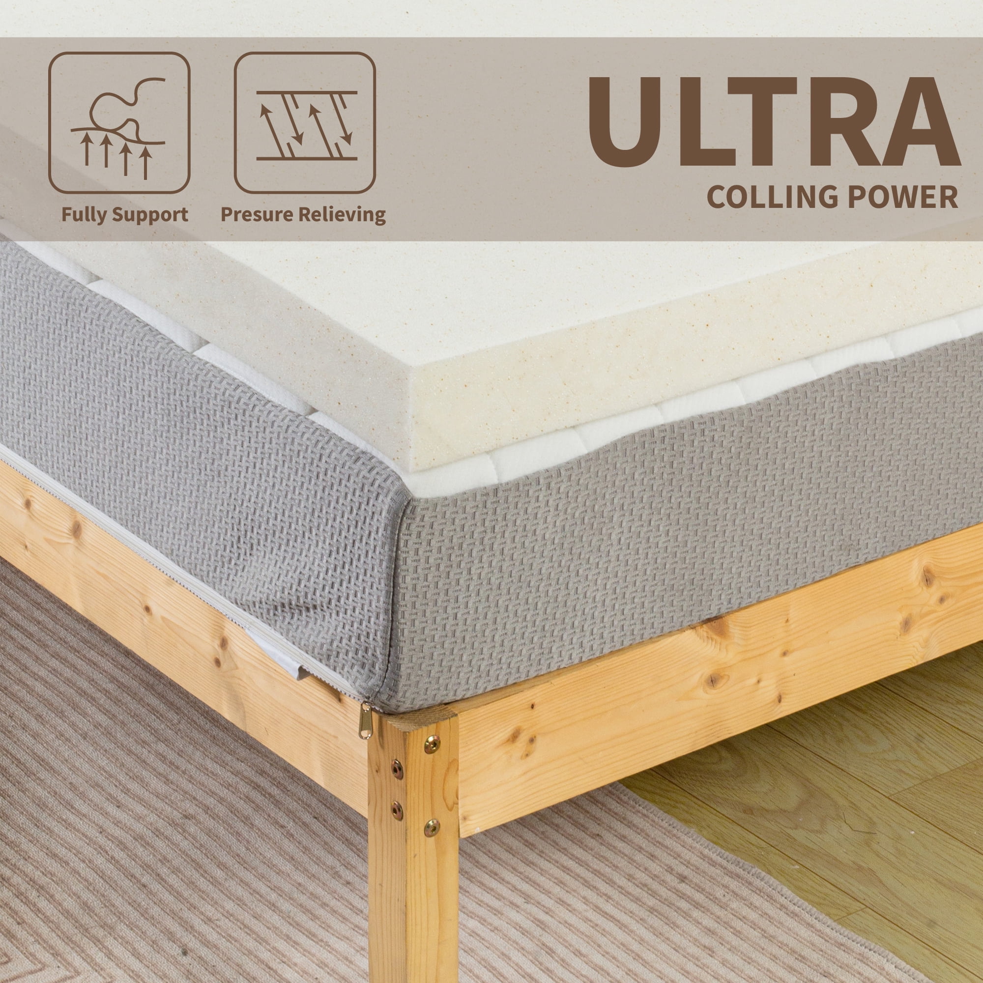 Continental Sleep, 1" Memory Foam Mattress Topper, Full-Copper-Infused