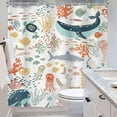 thumbnail image 4 of Kids Sea Animal Shower Curtain for Bathroom Decor 72Wx72H Shark Fish Funny Cartoon Underwater Ocean Colorful Cute Turtle Whale Art Printed Fabric Polyester Waterproof 12 Pack Plastic Hooks, 4 of 6