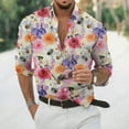 thumbnail image 1 of Camisas hawaianas de manga larga con estampado 3D de margaritas y flores, camisas de playa para hombre, camisas de moda, blusas con solapa, blusas de un solo pecho, ropa de calle, 1 of 6