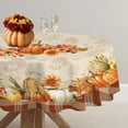 thumbnail image 5 of Round Fall Tablecloth with Countryside Leaves and Pumpkins Decorations,Printed Thanksgiving Tablecloth for Harvest,Holiday and Parties Table Cover,60 Inch, 5 of 6