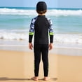 thumbnail image 4 of Boys Long Sleeve Swim Shirt And Swim Trunks UPF 50 Sun Rash Guard For Kids Youth Swimwear/Black/140, 4 of 5