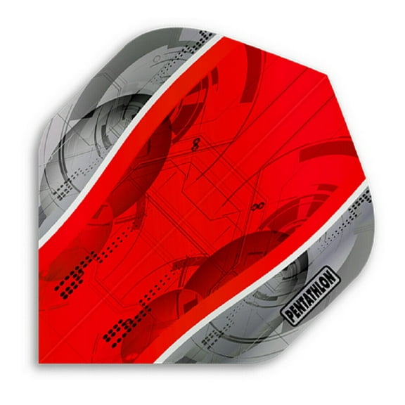 3 Sets (9 Flights) Pentathlon Silver Edge Red Standard Ex-Tough Dart Flights - 100 Micron