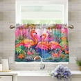 thumbnail image 6 of FREEAMG 36 Inch Length Kitchen Curtains Flamingos Palm 2 Panels Half Window Sheer Curtains Rod Pocket Farmhouse Short Drapes for Bathroom Cafe Basement, 6 of 7