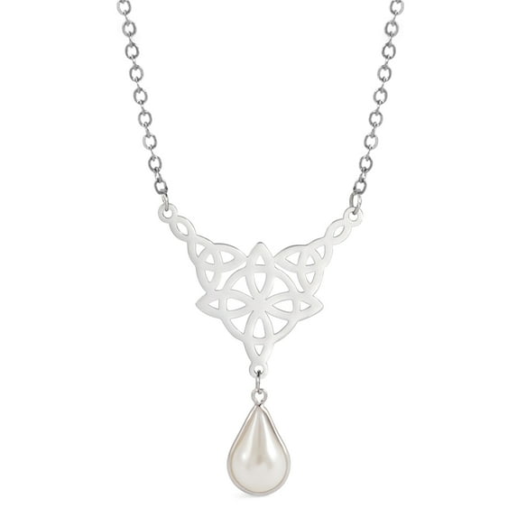EUEAVAN Celtics Knot Pendant Necklace Pearl Crystal Rhinestone Chain Choker Necklaces