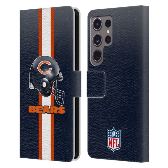Head Case Designs NFL Chicago Bears Logo Helmet Leather Book Wallet Case Cover For Samsung Galaxy S24 Ultra 5G
