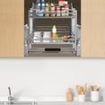 thumbnail image 5 of 2 Tier Pull Down Shelf Cabinet Organizer, Adjustable Heavy Upper Kitchen Cabinet Storage Pull Down Shelf Spice Rack Organizer for Kitchens, Restaurants, Hotels, Apartments, Dark Grey, 5 of 22