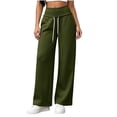 thumbnail image 2 of ClodeEU Women Elastic Drawstring High Waist Wide Leg Sweatpants,Casual Loose Pants with Pockets Army Green,Women's Plus L, 2 of 6