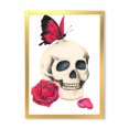 thumbnail image 3 of Designart Skull With Red Rose & Butterfly Modern & Contemporary Framed Wall Art, 3 of 4