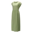thumbnail image 5 of CHOK Robe-Chemise pour Femmes en Coton et Lin à Rayures, Col, Manches Longues, Décontractée, Ample, Maxi, avec Deux Poches, 5 of 5