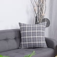 thumbnail image 2 of PiccoCasa Cotton Linen Throw Pillowcase 18"x18" Plaid Sofa Cushion Cover, Grey , Yellow, 2 of 6