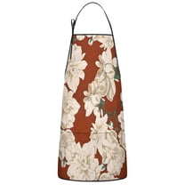 Pioneer Flower Floral Print Pattern Apron-Garden Aprons for Women with Pockets-Cotton Linen Waterproof Kitchen Cooking Gardening Aprons Adjustable for Kitchen,Cooking,BBQ and Salon 33x27 Inch