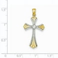 thumbnail image 3 of Finest Gold 14K Diamond-cut Rhodium Budded Cross Pendant, 3 of 4