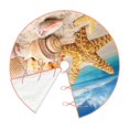 thumbnail image 2 of Daiia Beach Starfish Shell Drawing Merry Christmas Tree Skirt , Xmas Large Lace-up Tree Skirt, Santa Snowflakes Rustic Home Decorations New Year Party Farmhouse Decor-48", 2 of 7