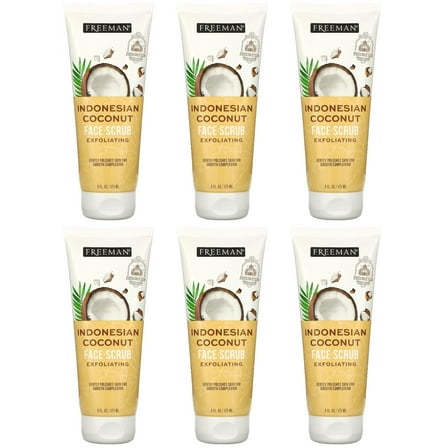 Freeman Indonesian Coconut Face Mask and Scrub for Unisex - 6 oz Mask Pack of 6