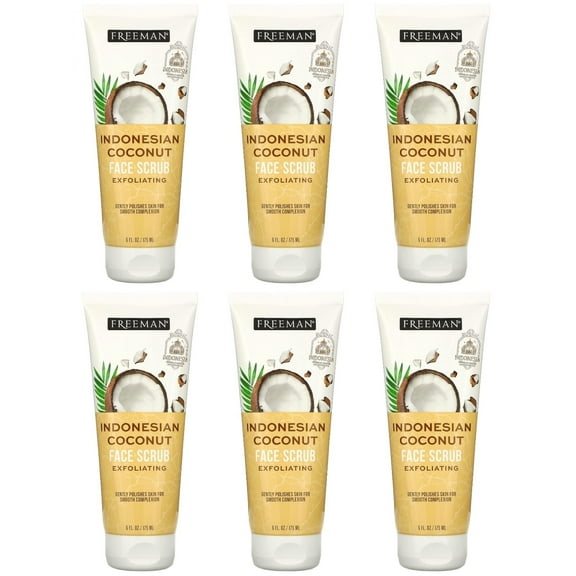 Freeman Indonesian Coconut Face Mask and Scrub for Unisex - 6 oz Mask Pack of 6