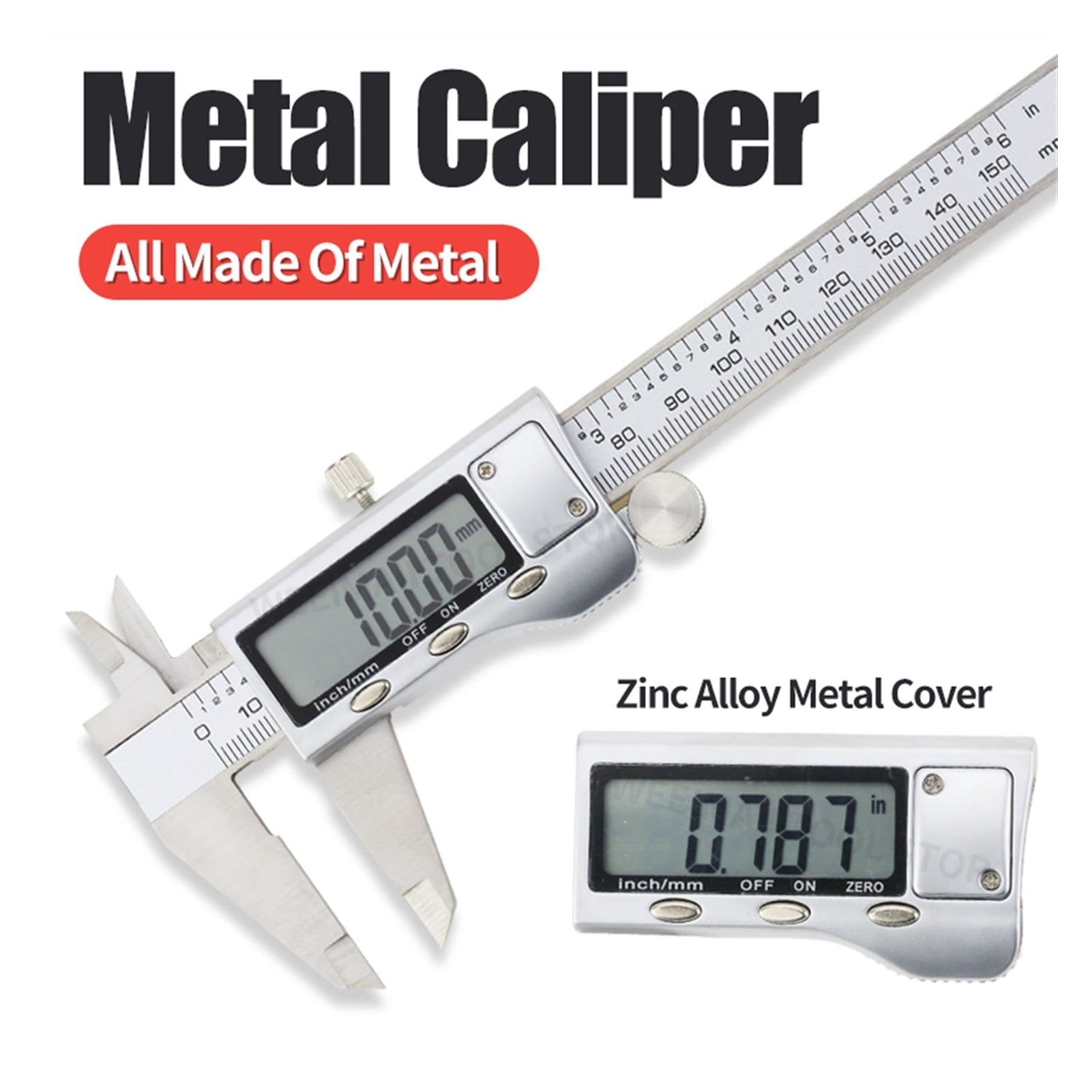 Digital Metal Caliper Stainless Steel Vernier Calipers Electronic Micrometer Ruler Depth Measuring Tool Gauge Instrument 0-150mm ,Easy to Operate