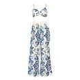 thumbnail image 1 of Women Two-Piece Clothes Set Butterfly Printed Halter Crop Tops and Loose Pants Holiday Beach Wear, 1 of 6