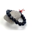 thumbnail image 4 of A set of White shell carved lotus flower round bead Bracelet and Black Agate carved Lotus Flower Round Bead Gemstone Stretch Bracelet – Tibetan Buddhist Shamballa Inspired Mala Bracelet, 4 of 6