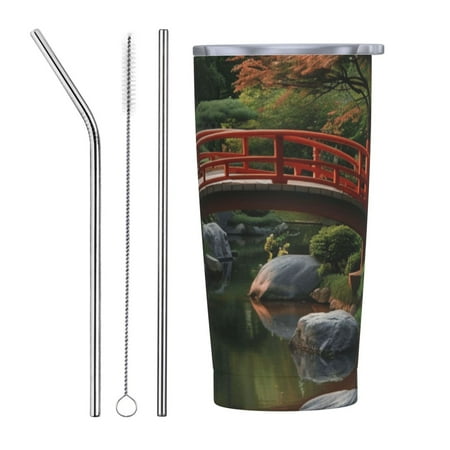 

set close-up 20 oz stainless steel cup with lid and straw double layered vacuum coffee cup ice and hot drink travel cup car travel insulated cup