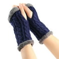 thumbnail image 2 of MIASHUI Korean Style Thick Plush Knit Gloves with Figure-Eight Pattern, Warm Winter Sleeves with Twist Design Navy, 2 of 4
