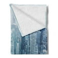 thumbnail image 2 of Winter Soft Flannel Fleece Throw Blanket, Snow in New York City Image Skyline with Urban Skyscrapers in Manhattan USA, Cozy Plush for Indoor and Outdoor Use, 50" x 70", White Pale Green, by Ambesonne, 2 of 5